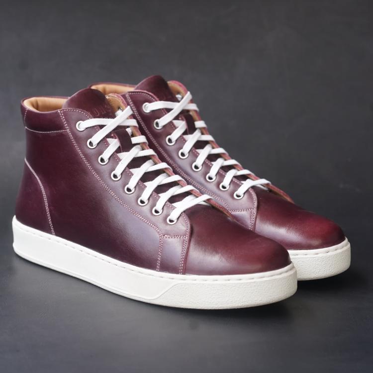 Songo High Top Rubber Sole Sneakers with Pull Up Leather